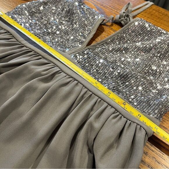Elegant Gray Halter Maxi Dress with sequins details - Picture 12 of 14